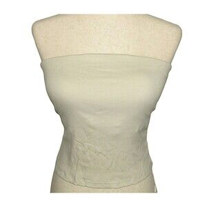 OGL Plantive Beige Ribbed Cotton Blend Padded Shelf Bra Brami Tube Top 2XL 18-20